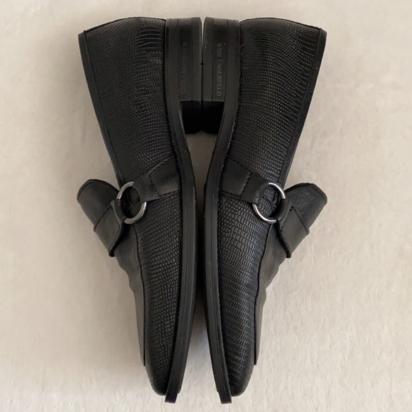 Karl Lagerfeld Paris | Textured Leather Bit Apron Toe Loafers LF1D2058 Black 7.5 - Picture 11 of 15